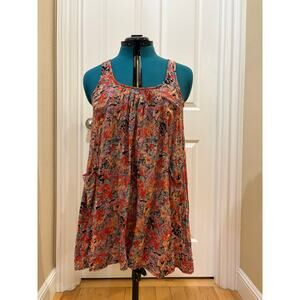 Women's Size L Long Orange and Red Floral Camisole